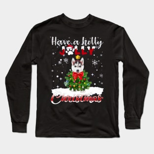 Have A Holly Jolly Christmas Husky Dog Xmas Tree Long Sleeve T-Shirt